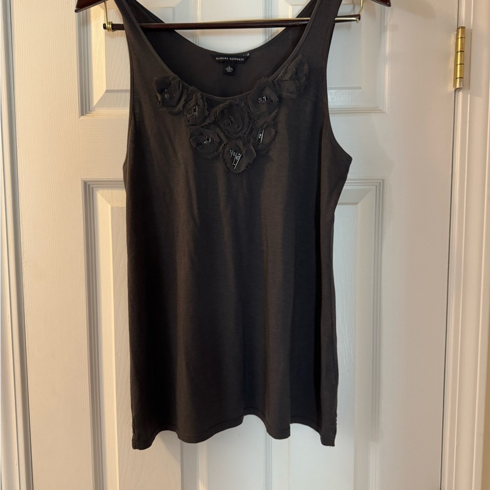 Grey Tank Top with Floral/Sequin Detail